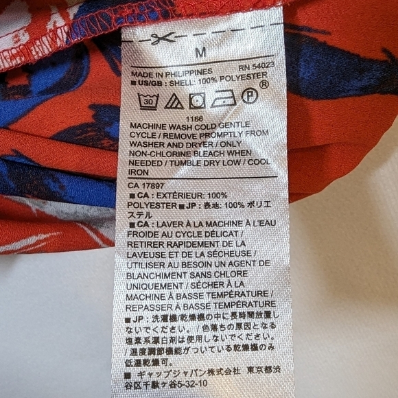 Banana Republic Red Floral Round Neck Blouse Top Women’s Size M - Picture 4 of 4